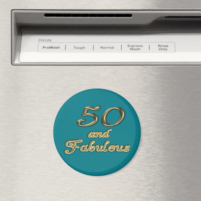 50 and Fabulous Birthday Gold Typography 50th Age Magnet (In Situ (Geschirrspüler))
