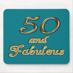 50 and Fabulous Birthday Gold Typography 50th Age Mousepad