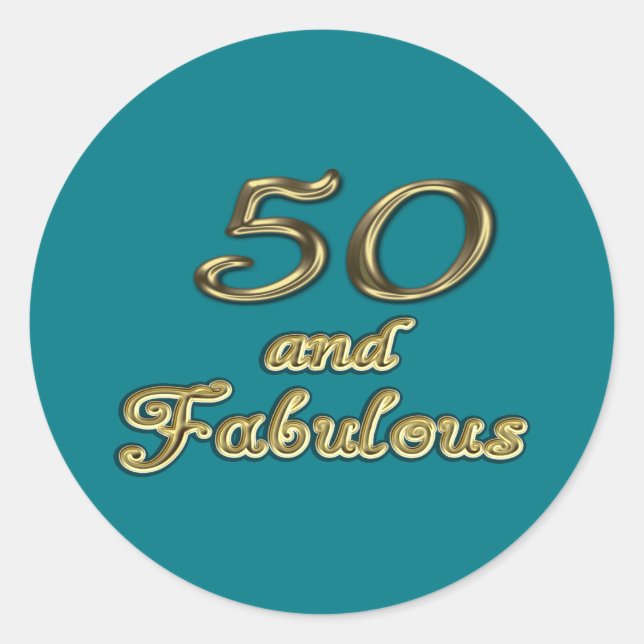 50 and Fabulous Birthday Gold Typography 50th Age Runder Aufkleber (Vorderseite)