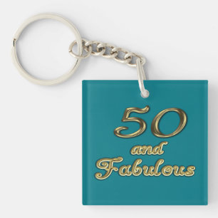 50 and Fabulous Birthday Gold Typography 50th Age Schlüsselanhänger