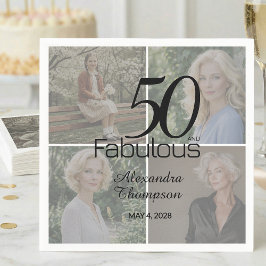 50 and Fabulous Birthday Photo Collage Party Serviette
