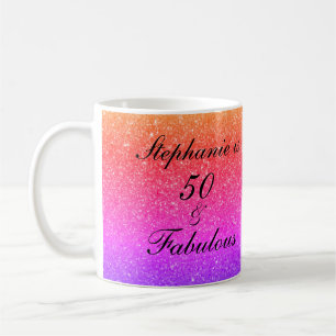 50 And Fabulous Birthday Pink Purple Glitter Black Kaffeetasse