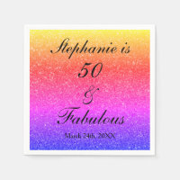 50 And Fabulous Birthday Pink Purple Glitter Black