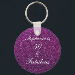 50 And Fabulous Birthday Purple Glitter Ombre Chic Schlüsselanhänger<br><div class="desc">Designed with pretty,  girly and beautiful purple glittery background and personalized text template for name which you can edit,  this is perfect for the 50th birthday celebrations !</div>