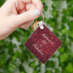 50 And Fabulous Birthday Red Burgundy Glitter 2022 Schlüsselanhänger<br><div class="desc">Designed with pretty,  girly and beautiful dark red burgundy glittery background and personalized text template for name which you can edit,  this is perfect for the 50th birthday celebrations!</div>