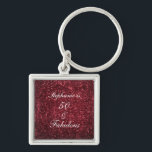 50 And Fabulous Birthday Red Burgundy Glitter Cool Schlüsselanhänger<br><div class="desc">Designed with pretty,  girly and beautiful dark red burgundy glittery background and personalized text template for name which you can edit,  this is perfect for the 50th birthday celebrations!</div>