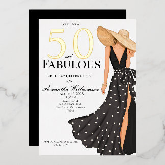 50 and Fabulous Black Birthday Party Folieneinladung