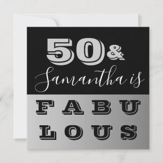 50 and Fabulous Black Silver 50th Birthday Party Einladung