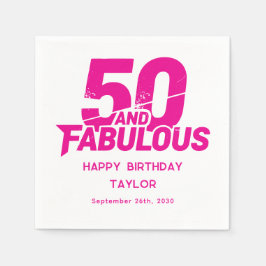 50 and Fabulous Bold Grunge Distressed Pink Serviette