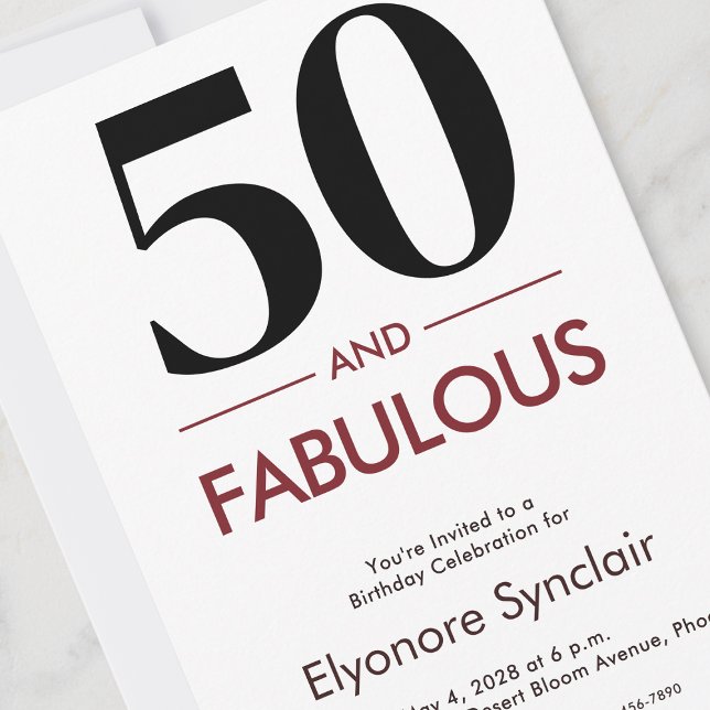 50 And Fabulous Cherry Wine 50th Birthday Einladung (Von Creator hochgeladen)