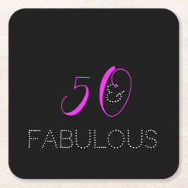 50 and fabulous Chic Hot Pink Black Birthday Rechteckiger Pappuntersetzer