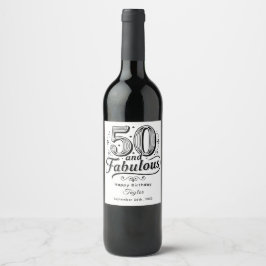 50 and Fabulous Festive Swirls Playful Birthday Weinetikett