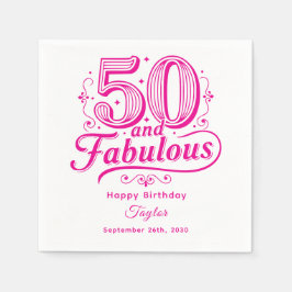 50 and Fabulous Festive Swirls Whimsical Pink Serviette