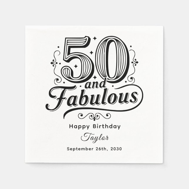 50 and Fabulous Festive Swirls Whimsical Serviette (Vorderseite)