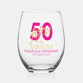 50 and Fabulous Fiftieth Birthday Weinglas Ohne Stiel