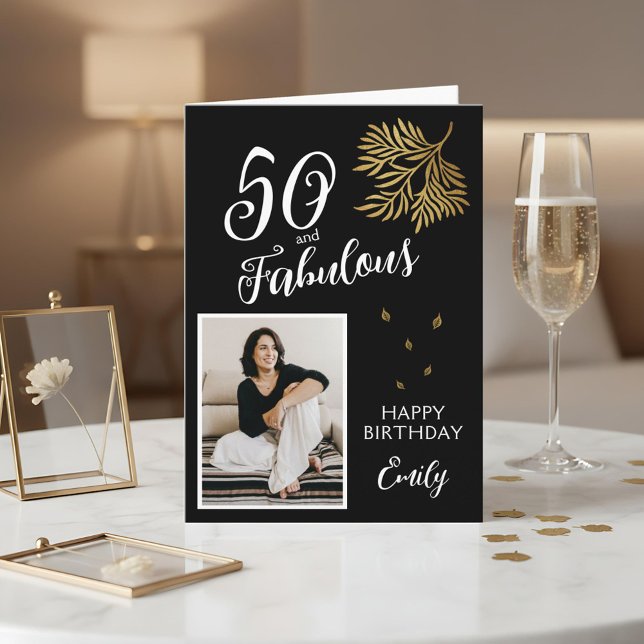 50 and Fabulous Foliage 50th Birthday Photo Card Karte (Von Creator hochgeladen)