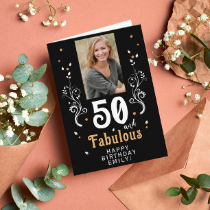 50 and Fabulous Foliage 50th Birthday Photo Karte