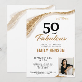 50 and Fabulous Gold 50th Birthday Einladung