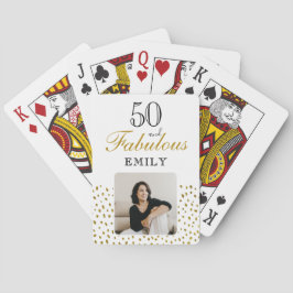 50 and Fabulous Gold Glitter Photo 50th Birthday Spielkarten