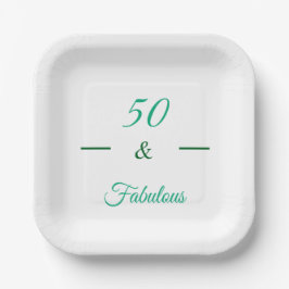 50 and Fabulous Green Birthday Party Plate Pappteller