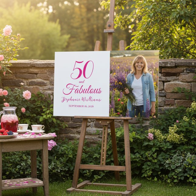 50 and Fabulous Photo 50th Birthday Party Poster (Von Creator hochgeladen)
