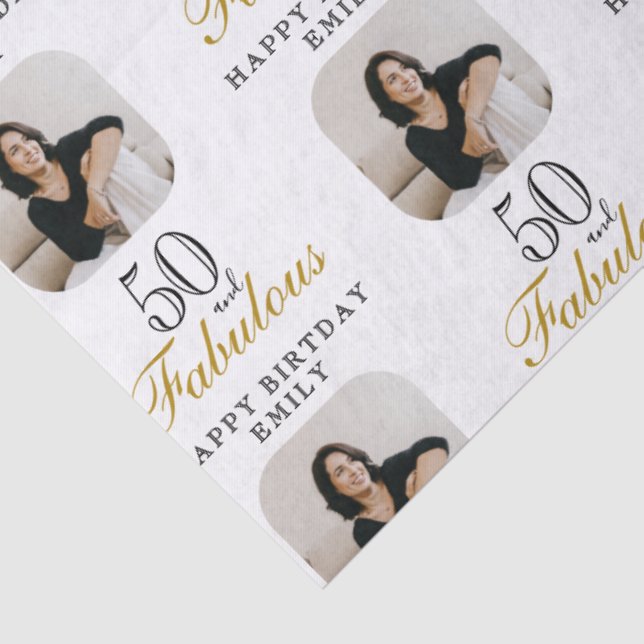 50 and Fabulous Photo 50th Birthday Seidenpapier (Detail)