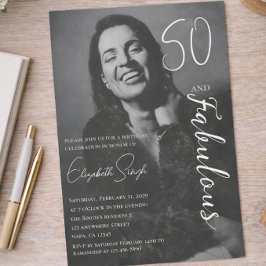 50 and Fabulous Photo Birthday Party Invitation Einladung