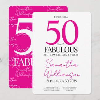 50 and Fabulous Pink | 50th Birthday Elegant  Einladung