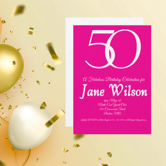  50 and fabulous pink birthday invitation  einladung