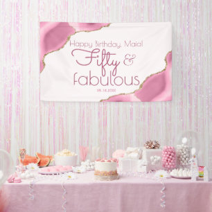 50 and Fabulous Pink Gold 50th Birthday Banner