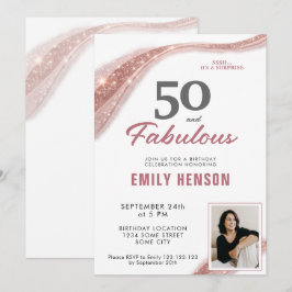 50 and Fabulous Rose Gold 50th Birthday Einladung