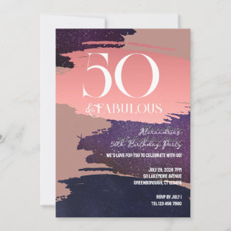 50 and Fabulous Rose Gold Abstract 50th Birthday Einladung