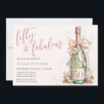 50 And Fabulous Rose Gold Script 50th Birthday Einladung<br><div class="desc">This modern and elegant 50 and Fabulous Rose Gold Script 50th Birthday Party Invitation is perfect for your loved one who's turning fifty! It features a watercolor champagne bottle decorated with pearls, delicate cream flowers that's tied with a soft teal blue bow. It's fonts are trendy yet classic, feminine and...</div>