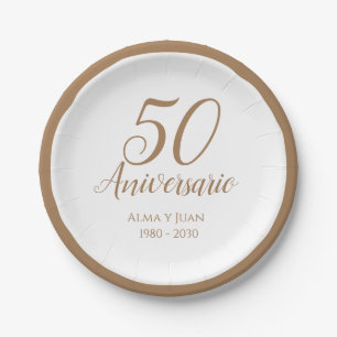 50 Aniversario Spanischer Fünfzigjähriger Napkin Pappteller