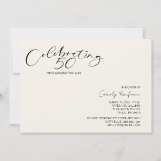 50 Ausflüge rund um die Sun Modern Birthday Party Einladung