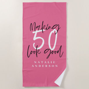 50 aussehen gut bunt Typografie Geburtstag Strandtuch