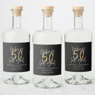 50 aussehen lassen gute Gold Geburtstagsfeier Alkoholflaschenetikett
