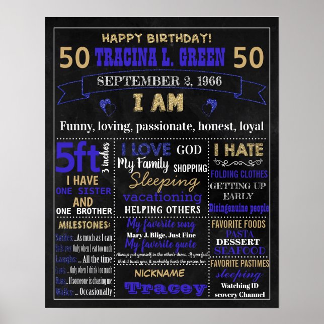 50. BIrdday adulte Kuchen zerschlagen Tafelschild Poster (Vorne)