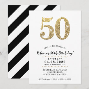 50. BIRTHDAY PARTY INVITE Moderner Glitzer Einladung