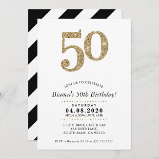50. BIRTHDAY PARTY INVITE Moderner Glitzer Einladung