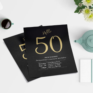 50 Black Gold Budget 50. Geburtstag Einladung Flyer