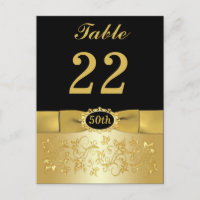 50. Black Gold Floral Tischnummer Post Card