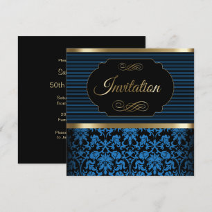 50. Blau des Geburtstags-Party- , Gold u. Einladung