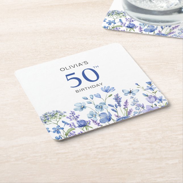 50. Blauer Geburtstag Rechteckiger Pappuntersetzer (angewinkelt)
