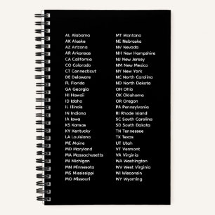 50 Bundesstaaten Alphabetische Reihenfolge Schwarz Notizbuch