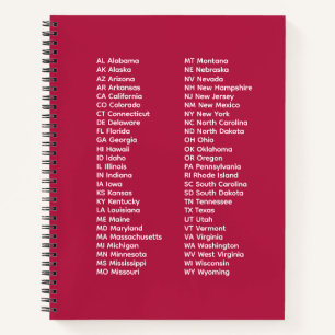 50 Bundesstaaten in alphabetischer Reihenfolge – R Notizbuch