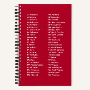 50 Bundesstaaten in alphabetischer Reihenfolge – R Notizbuch