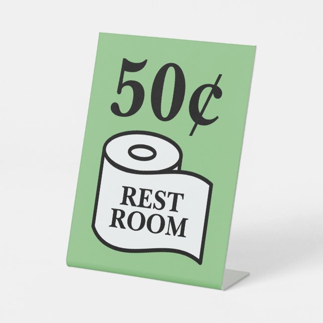 50 Cent für die Toilettenpapier-Rolle des öffentli Sockelschild (Vorderseite)