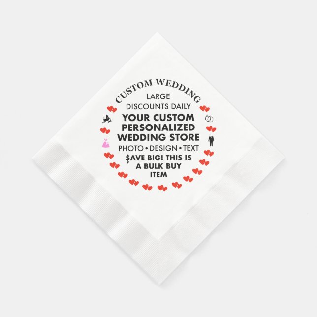 50 Custom Wedding Party 6,5" Papier Napkins Serviette (Ecke)