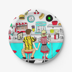 50 Diner Nostalgic Couple Holding Hands Art Pappteller